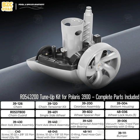 Beefed-Up Tune-Up Kit With Three-Pack 48-232 Wide Trax Tires For Polaris Pool Cleaner 3900 Sport P39 And 480 Refurb Kit