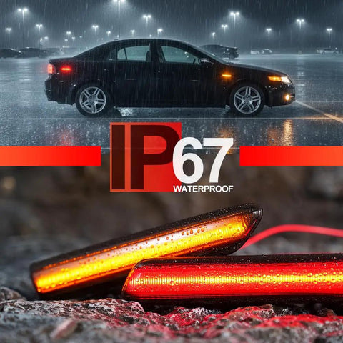 Car with IP67 waterproof Acura TL Amber Red LED Side Marker Lights Smoked Lens Front and Rear Left and Right Replacement Kit