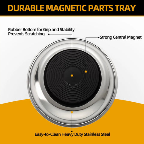 Four Piece Magnetic Tray Set In Stainless Steel With Strong Magnets Includes 3 Inch 6 Inch Square And Shallow Trays For Garage Workshop