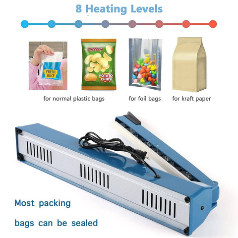 16 Inch Impulse Heat Sealer For Plastic Bags Mylar And Poly Foil Bags Quick Home Diy Sealing Machine With Manual Operation