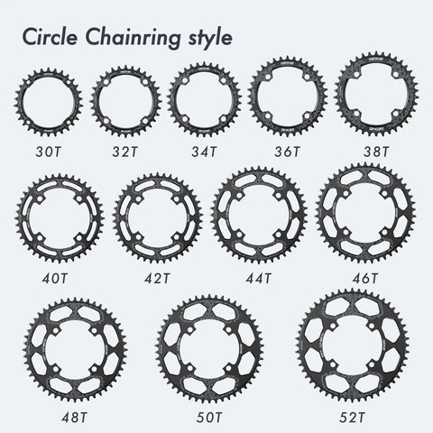 104Mm BCD Round Oval Bike Chainring 30T to 52T Narrow Wide Aluminum 7075 Lightweight CNC Machined Circle Chainring Style