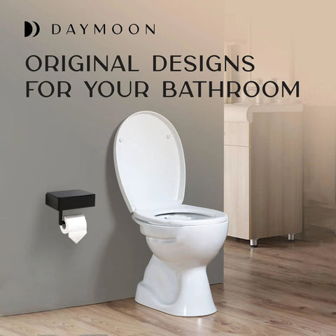 Toilet Paper Holder With Shelf And Storage Black Wall Mount Bathroom Organizer With Built In Phone Shelf For Your Phone