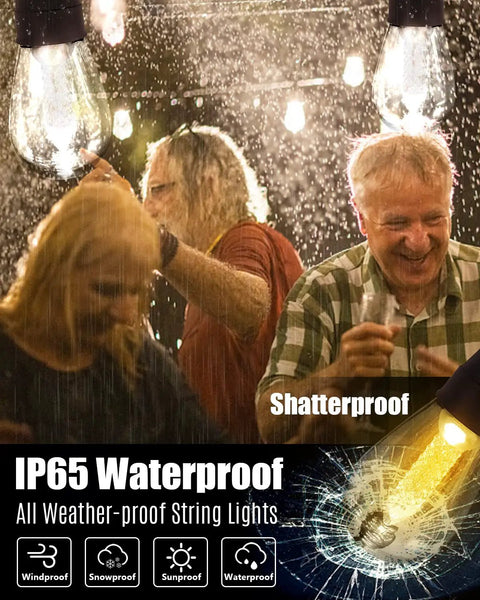 People enjoying under IP65 waterproof App Remote Solar String Lights 50Ft Waterproof Edison Bulbs For Balcony Or Umbrella.
