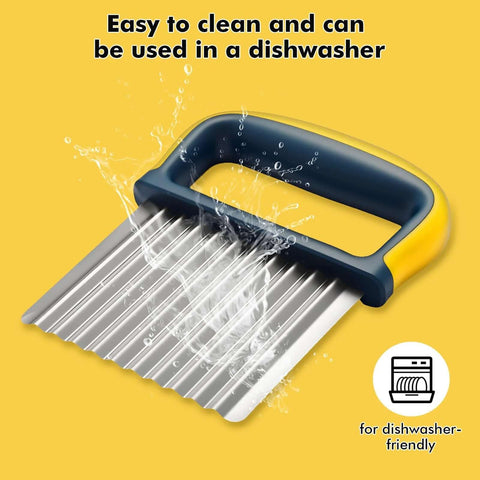 Paoeyrb 2-pack crinkle cutter set with blue handle and stainless steel wavy blades