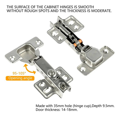 Door Stay Hinges 10 Pack Full Overlay No Slam Soft Close Cabinet Hinges With Silent Hydraulic Design For Cupboard Doors, 95-105°