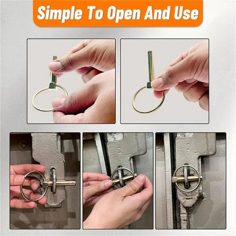 Beefed Up Heavy Duty Trailer Pin Set 50 Pcs Lynch Pins For 3 Point Hitch Quick Release usage demonstration
