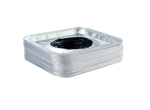 Stack of Thick 8.5 Inch Gas Burner Liners 50 Pack Disposable Aluminum Foil Stove Burner Covers