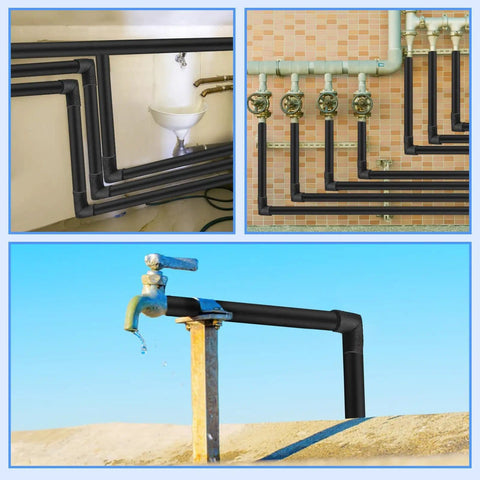10 Pack Insulation Foam Tubes With Elbow For Outdoor Water Pipes 0.86 Inch Inner Diameter Black Pipe Wrap Freeze Protection Covers No Freeze Drama This Winter used on various pipe setups indoors and outdoors.