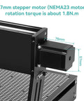 57mm NEMA23 stepper motor mounted on 4540 Plus CNC Router with details showing size and torque specs.