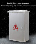 Rugged Outdoor Stainless Steel Junction Box With Lock Built Tough To Last Weatherproof Electrical Enclosure For Power Distribution Waterproof Junction Cabinet For Street Lighting And Outdoor Equipment, double-slope top