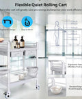 Medical Rolling Trolley Cart With 2 Shelves And Drawers, Heavy Duty Utility Cart 220 Lbs Max Load, Rotating Wheels, Hospital Use