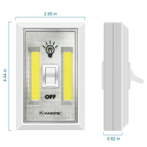 Front and side view of Bright 200 Lumen Cordless COB LED Night Light With Magnetic Mounts And No Wires Needed Battery Operated