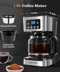 12 Cup Programmable Coffee Maker With LCD Display Brew Regular Or Strong Like A Pro For Home And Office Glass Carafe