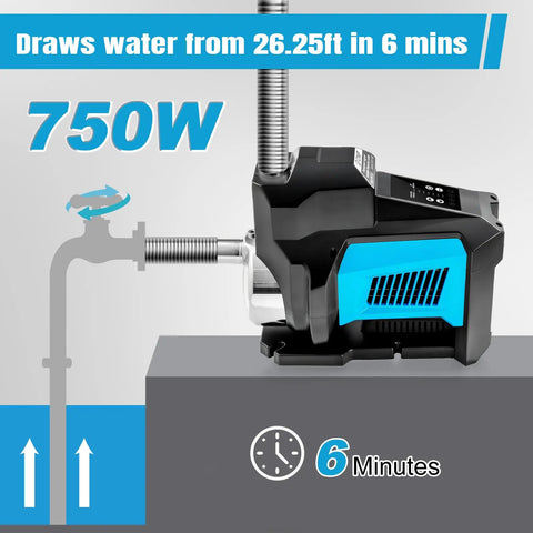 Powerful 750W Whole House Water Pressure Booster Pump with Smart Variable Speed and Constant Pressure Self Priming Low Noise.