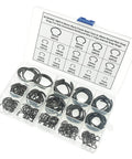 300 Piece Metric Round Wire Internal Snap Ring Assortment Kit In Carbon Spring Steel With Black Finish Includes 14 Bore Sizes From 7mm To 30mm displayed in open case