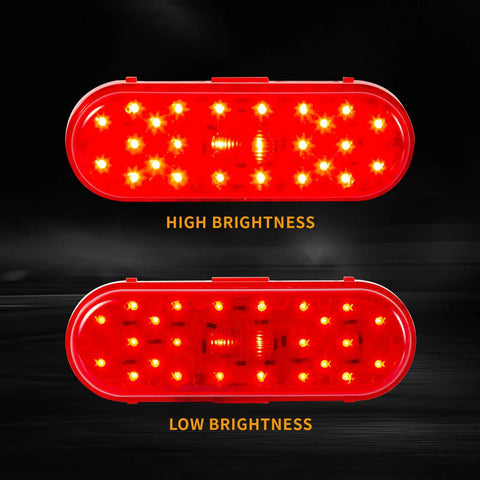 Six Inch Oval LED Brake Light And Marker For Trucks And Trailers 26 LEDs IP65 Waterproof with high and low brightness modes