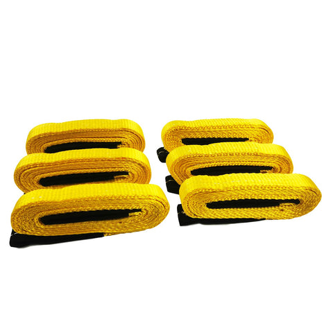 Six Pack 1 Inch By 8 Foot Heavy Duty Lifting Slings Web Straps With Two Reinforced Loops 5000 Lb Break Strength Durable Polyester