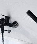 Wall Mount Bathtub Faucet With Handheld Shower And 59 Inch Hose Sleek Black Finish Easy Install Tub Shower Mixer System