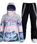 Womens Ski Jacket And Pants Snowsuit Waterproof Insulated Winter Warm Snow Gear Set For Mountain Trips, multicolor jacket and black pants