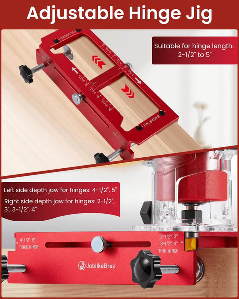 Close-up of Built Tough Aluminum Door Hinge Jig For 2.5 To 5 Inch Hinges Adjustable Jamb Router Jig by JoblikeBrez installed.