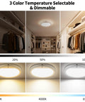 Rechargeable Motion Sensor Ceiling Light With Remote USB C Battery Powered LED 3000K 4000K 6500K Adjustable Color Magnetic No Wiring For Shower Stairs Hallway Porch Pantry Garage Patio Shed showing color and brightness settings.