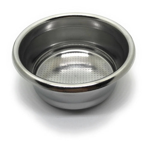 Stainless steel 54mm two-cup dual-wall espresso filter basket with perforated bottom