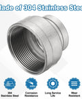 Two Inch By One And Quarter Inch NPT Female Reducing Coupling 304 Stainless Steel Pipe Fitting For Water Oil Gas Applications