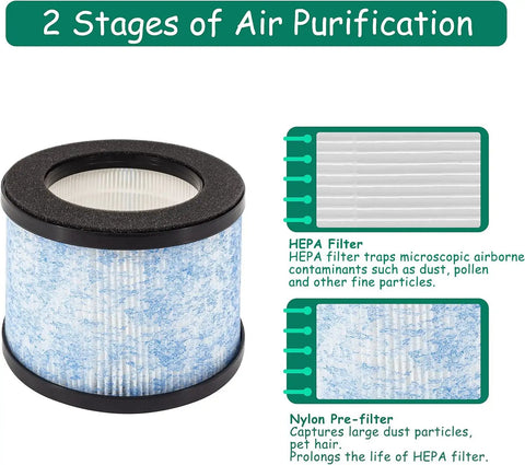 Two Pack C102 MA-04GB Filter Replacement For Miko MA-04GB And C102 IBuki And Okaysou AirMic4S Air Purifier with 3 Stage Filtration