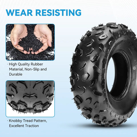 19x7-8 Tubeless Mini Bike Tire Replacement for Coleman CT200U BT200X CT200U-EX Go Kart ATV Quad with knobby tread pattern