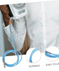 High Temperature PTFE Steam Hose Replacement Tube For Steam Irons And Industrial Use in sky-blue color, shown in use.