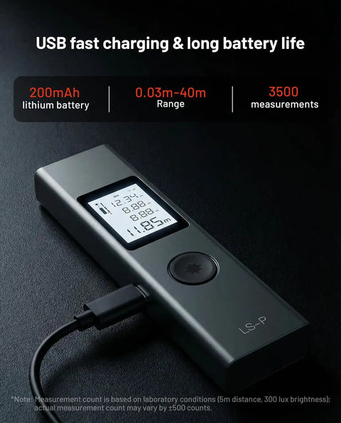 Compact Rechargeable Digital Laser Distance Meter With Backlit Display Delivers Quick 0.2 Second Measurements And Pinpoint One Sixteenth Inch Accuracy Up To 131 Feet One Button Operation Pocket Friendly Dope Tool, USB charging