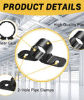 2-hole PEX pipe clamp, black nylon plastic, wall-mount base, front view