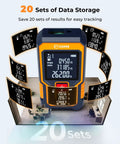 262 Ft Laser Tape Measure For Home DIYers And Real Estate Pros, Fast Accurate Readings Under 0.5s, Switch Between M In Ft And Front Or Rear Reference, Portable Pocket Laser Measuring Tool For Jobsites, orange ABS body with 20 data sets shown
