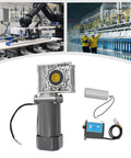 Beefy Worm Gear Motor With Speed Controller 110V 370W Heavy Duty AC Gear Reducer shown with automation machinery setup