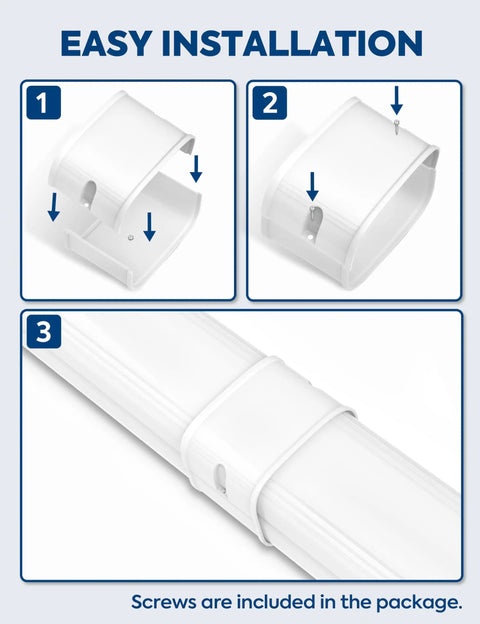 Installation steps for 4 Inch Width Line Set Cover Kit for Mini Split AC with Screws, Upgraded PP Decorative Line Set Cover, weatherproof