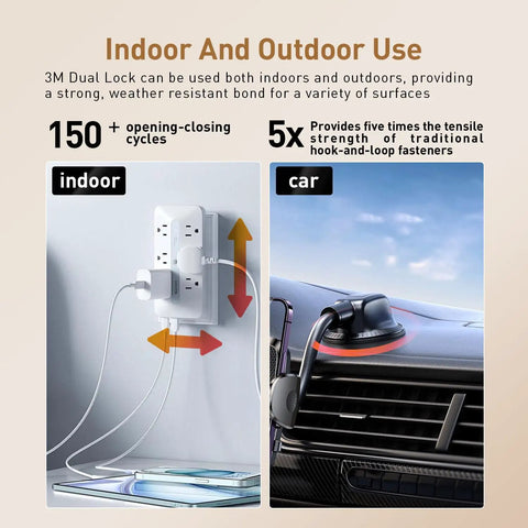 Dual Lock Reclosable Fastener Tape 2 Inch Wide By 7 5 Feet Long Roll for indoor power outlet and outdoor car use.