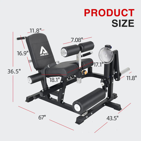 Leg Extension And Curl Machine For Home Gym With Adjustable Seat And Backrest Durable 14 Gauge Steel Construction in black