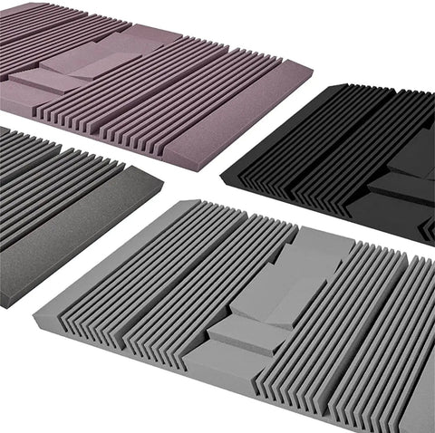 Various Premium Thick Acoustic Panels 2-Pack Soundproof Foam Tiles in gray and other colors for echo control and noise reduction.