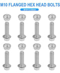 Premium 304 Stainless Steel Exhaust Manifold Hardware Kit Featuring M10x1.5 35mm Flange Bolts And Nuts in a set of ten M10 hex head bolts.