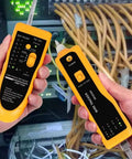Pro Network Tool Kit With RJ45 Crimp Tool Pass Through Crimper Cat6 Cat5e Cat5 Crimping Tool, Wire Tracker in use