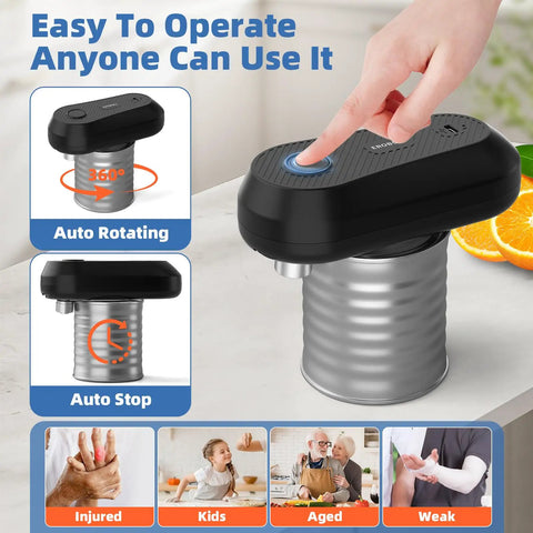 One Touch Automatic Electric Can Opener For Seniors And Arthritis Sufferers No Fuss Hands Free Operation With Rechargeable Battery