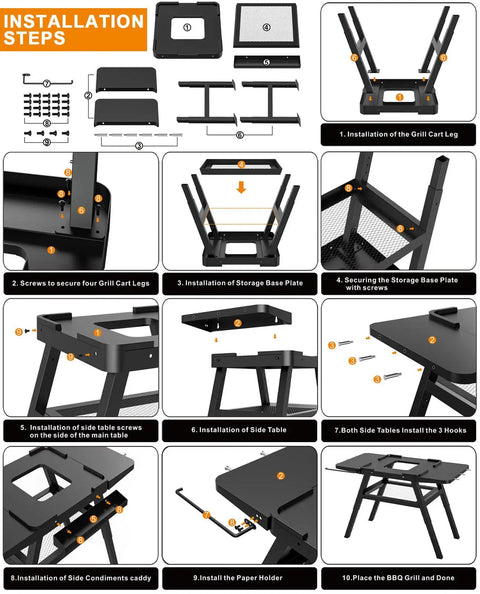 Installation steps for Adjustable Outdoor Grill Stand Built Tough for Woodfire OG700 OG800 OG900 OO101 Pizza Oven