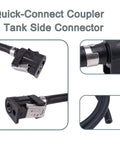 8 Ft Boat Fuel Line With Primer Bulb Connector For Outboard Motor 5 Sixteenth Inch Hose Replacement 2 Stroke 75-115 HP And 4 Stroke 40-75 HP With Quick Connect Fittings, shown with quick-connect coupler and tank side connector details.