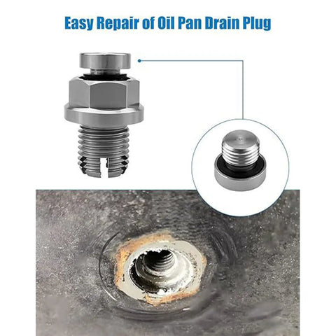 No Drill Oil Drain Plug Repair Kit M12x1.25 For Japanese Cars With Stainless Steel Bolt And Gasket Self Tapping Thread Fix For Stripped Holes, oil pan threads