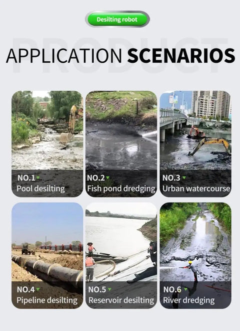 Remote Controlled Dredging Robot For Sludge And Sediment Removal With Heavy Duty Cleaning in various waterway scenarios