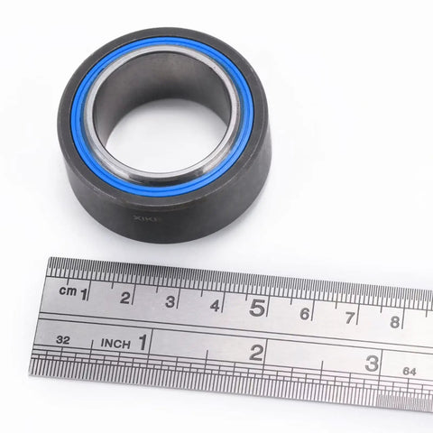 GE30ET 2RS Sealed Radial Spherical Plain Bearing 30x47x22x18mm Double Sealed Chrome Steel Construction PTFE Self Lubricating Maintenance Free Durable Precision Bearing for Machinery Equipment and DIY Projects, shown with ruler