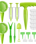 19 Piece Mini Seed Spreader Set And Seed Dispenser With Five Dial Settings Handy Handheld Seed Spreaders For Small Seeds Garden Dibber Shovel