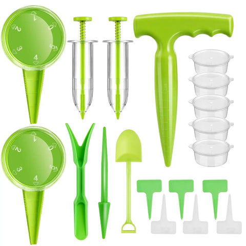 19 Piece Mini Seed Spreader Set And Seed Dispenser With Five Dial Settings Handy Handheld Seed Spreaders For Small Seeds Garden Dibber Shovel