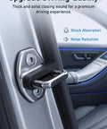 Close-up of Four Piece Silicone Car Door Lock Protectors To Ditch The Slam Noise And Guard Vehicle Jambs From Scuffs, tough pads for shock absorption.