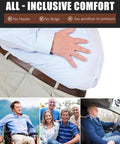 Buckleless Leather Belt For Men With Hook And Loop Closure 1.5 Inch Scratch Proof Mechanic Belt shown on man with comfort focus